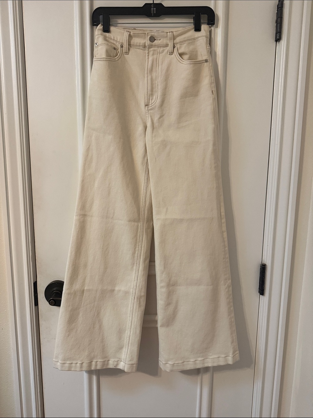 pistola Wide-Leg Cream Denim Jeans